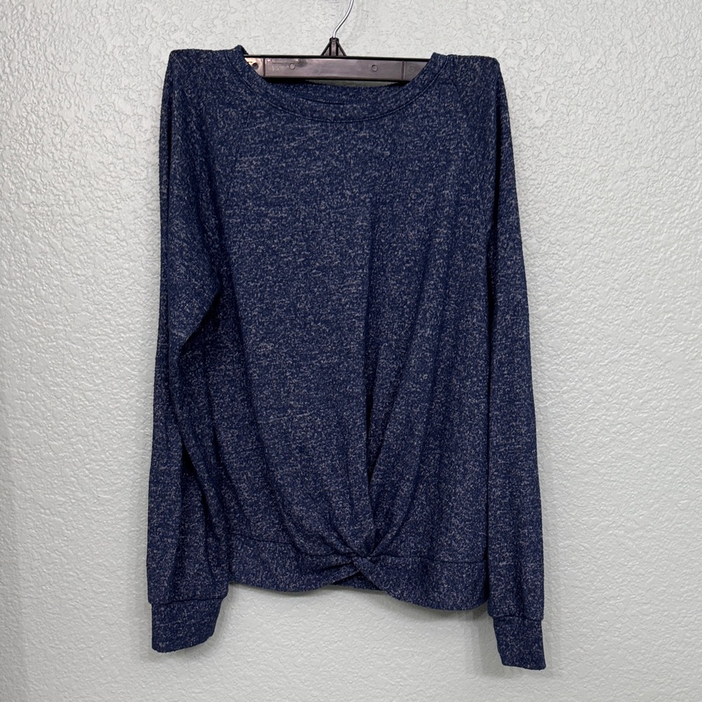 Zella Navy Heather Twist-Front Long Sleeve Top